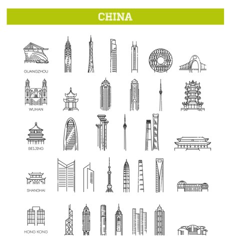 Asian landmarks vector image