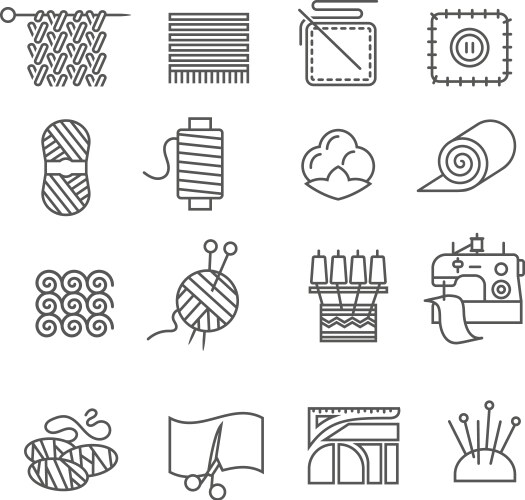 Textile industry icons set vector image