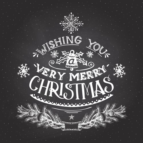 christmas wishes hand-lettering with chalk vector image