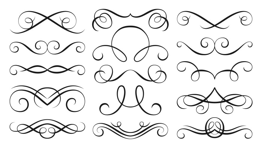 calligraphic swash swirl line scroll ink flourish vector image