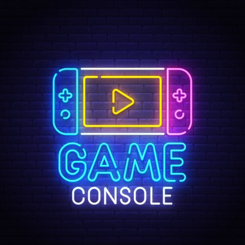 Game console neon sign bright signboard vector image