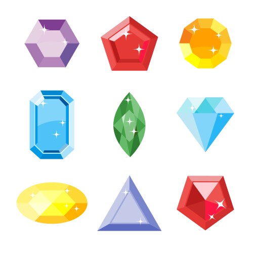 Gem set icon ruby emerald sapphire vector image