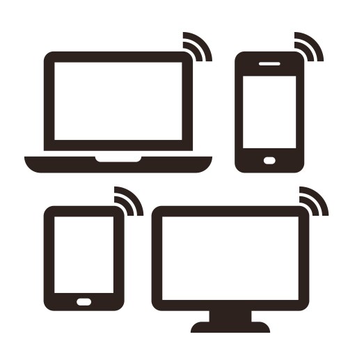 Laptop mobile phone tablet and monitor vector image