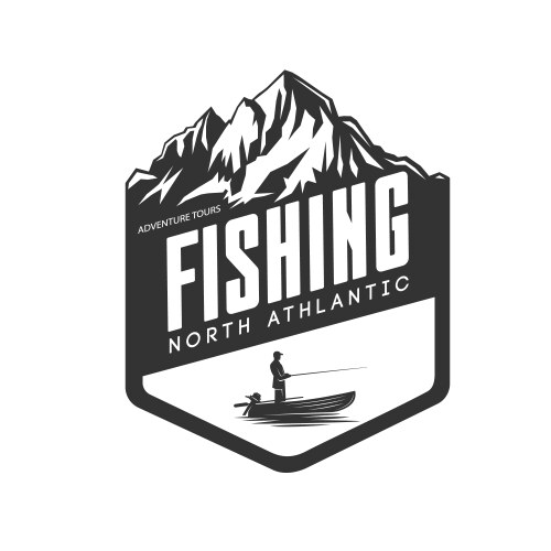 Fishing logo fresh seafood template design vector image