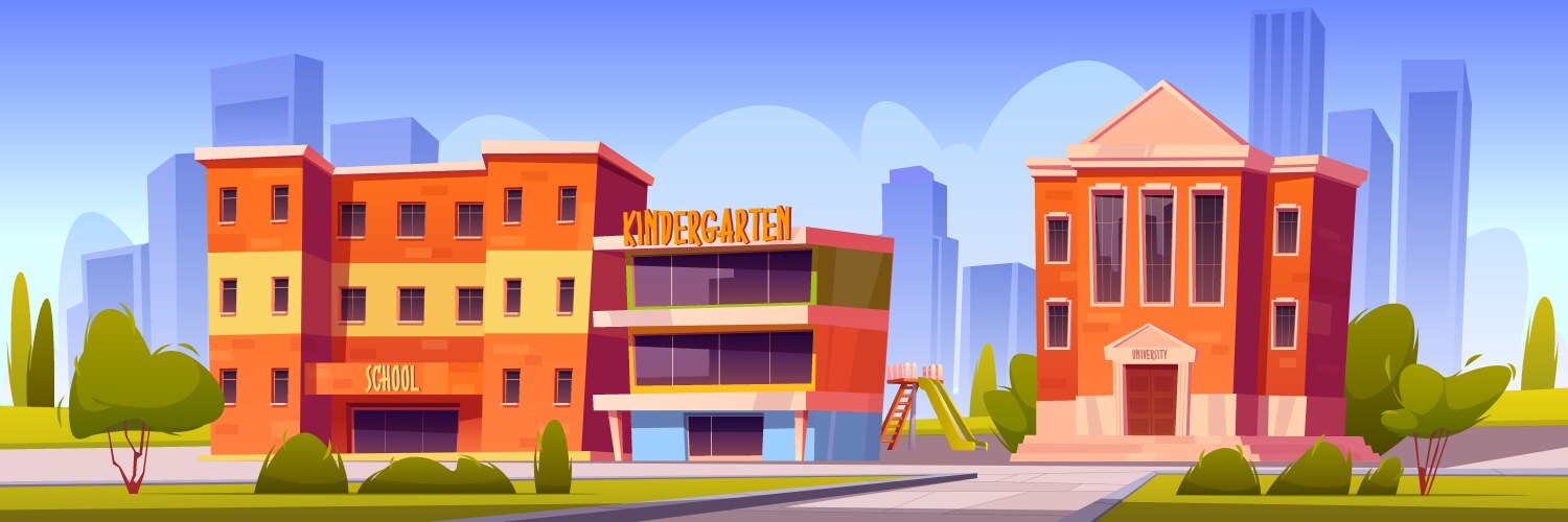 city with school kindergarten and university vector image