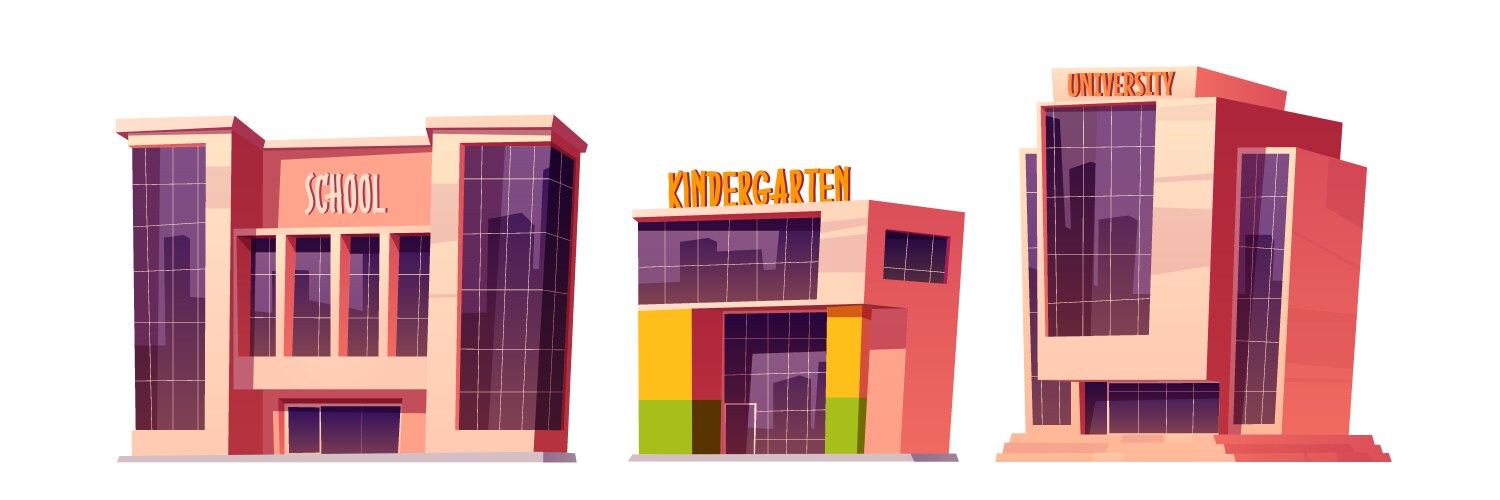 Buildings school kindergarten and university vector image