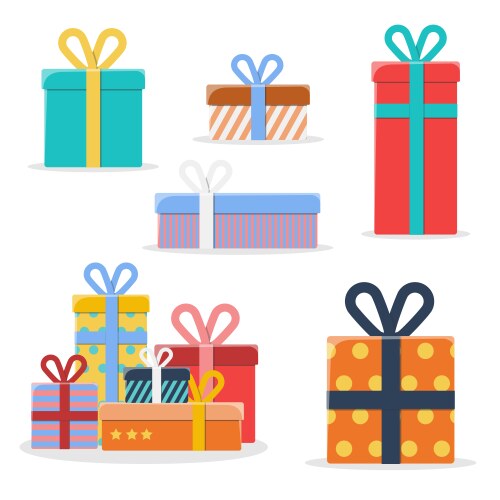 set of different colorful gift boxes vector image