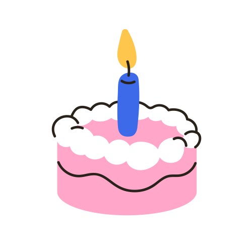 First 1st year birthday cake with one candle vector image