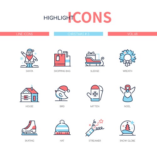 Christmas symbols - line design style icons set vector image