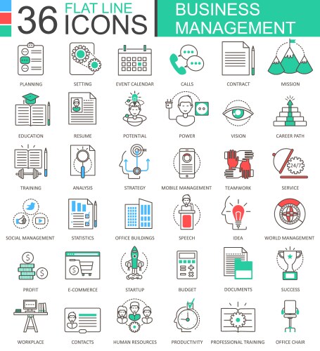 Business management modern color flat line vector image