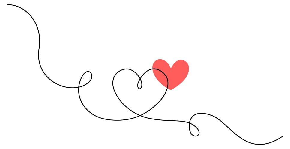 One continuous drawing of heart and color shape vector image