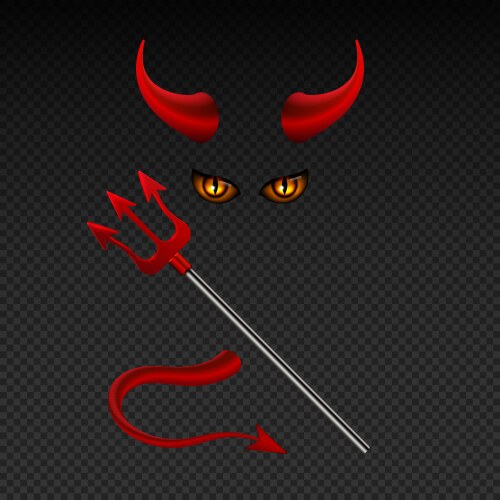 Devil horns harpoon satanic yellow eyes and tail vector image