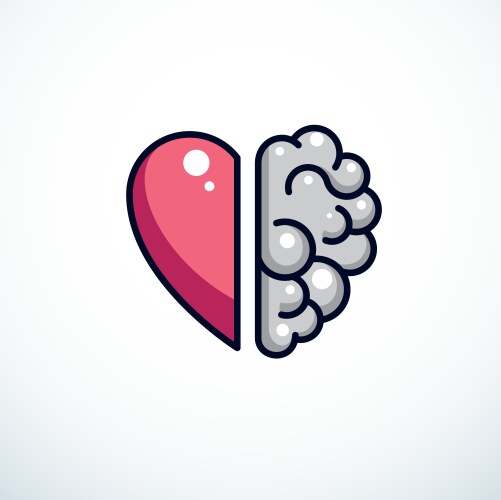 Heart and brain concept conflict between emotions vector image