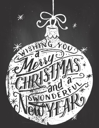 wishing you a merry christmas chalkboard lettering vector image