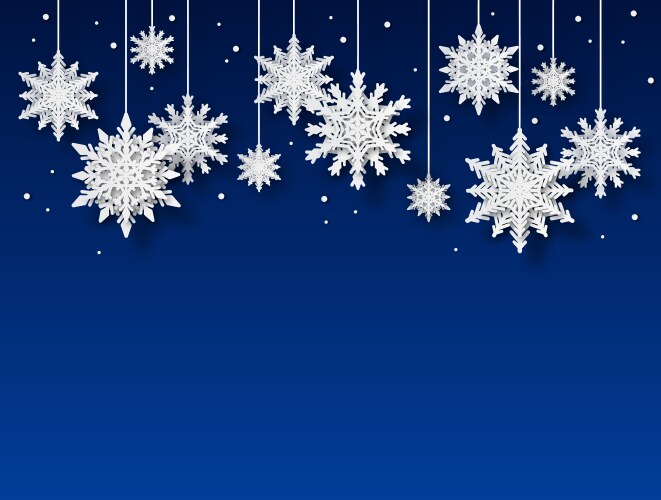 Snowflakes background papercut white snowflake vector image