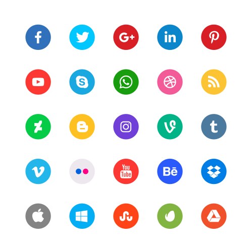 Social media circular icons set vector image