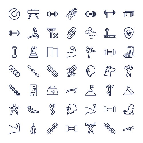 49 strength icons vector image