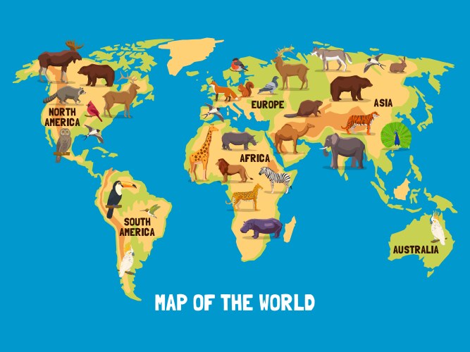 Animals world map vector image