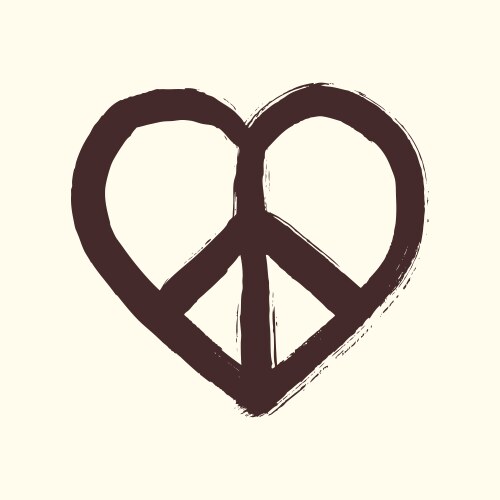 Isolated heart shape peace symbol brush style vector image