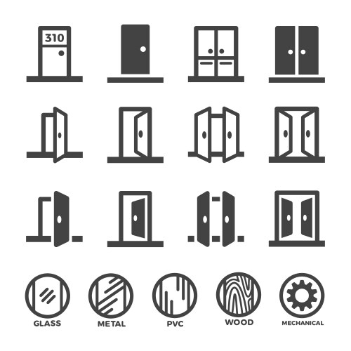 Door icon set vector image