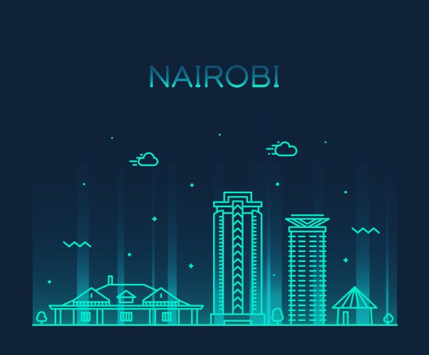 Nairobi skyline kenya city linear style vector image