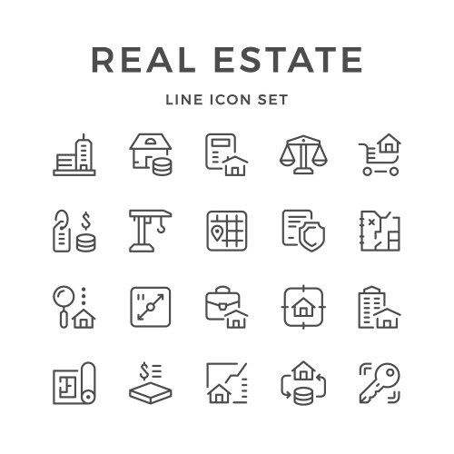 Set line icons of real estate vector image