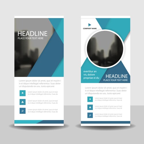 Blue circle roll up business brochure flyer vector image