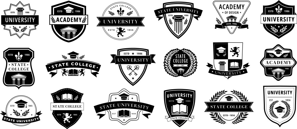 Education badge monochrome labels for university vector image