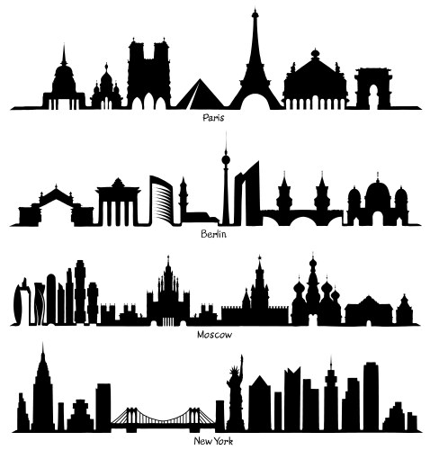 set of skyline silhouette vector image