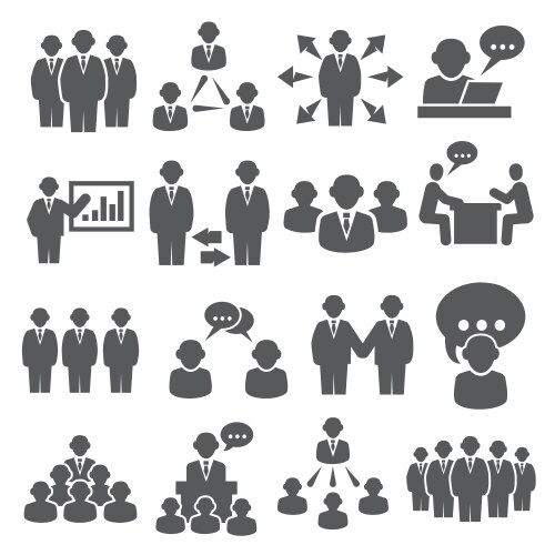 Business people icons set on white background vector image