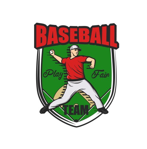 baseball sport team icon with pitcher and ball vector image