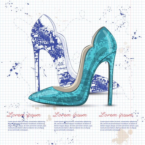 Fashion sketch womens shoes vector image