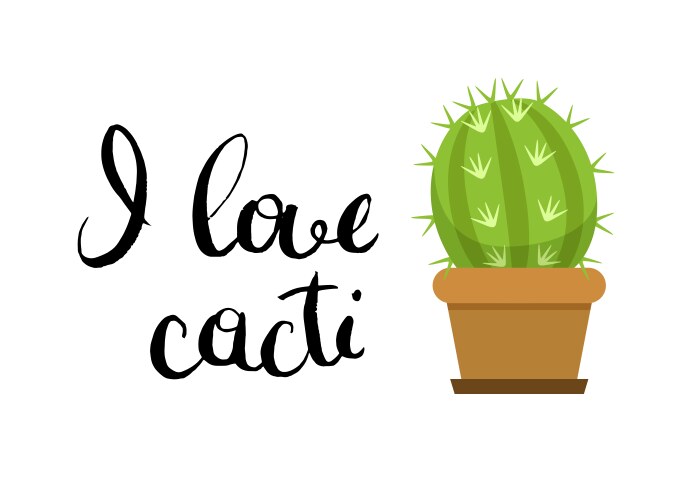 Horizontal with cute cactus vector image