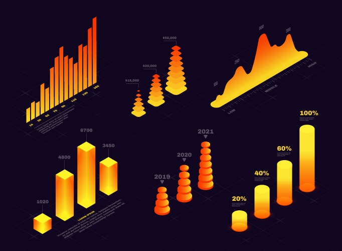 Isometric elements for infographic and report vector image