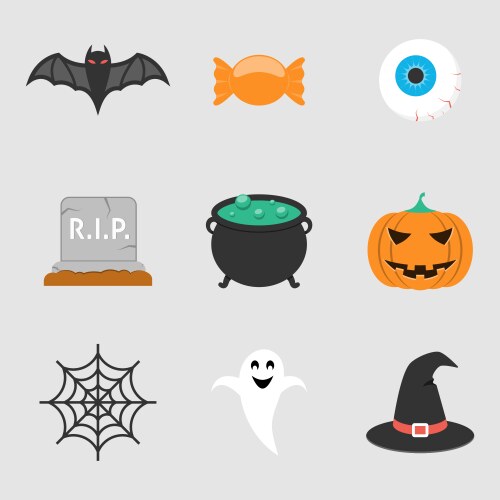 Halloween icons flat vector image