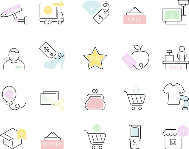 Set line icons trade and shopping vector image