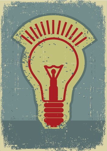 Idea lampgrunge symbol of light bulb on old paper vector image