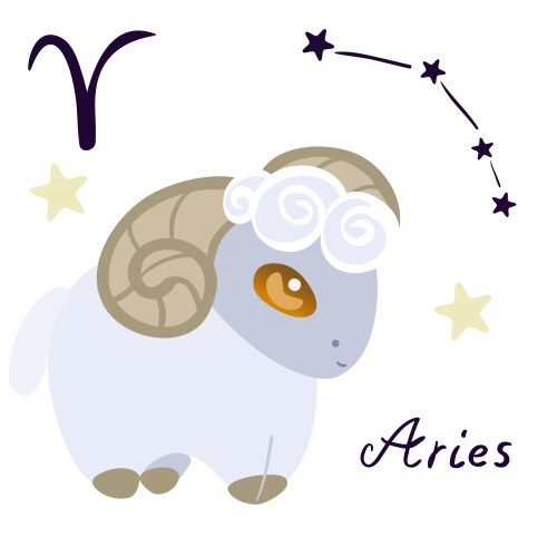 Aries zodiac sign in cartoon style isolate vector image