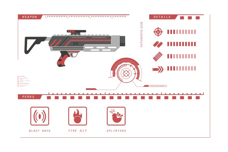 Details of gun grenade game perks vector image