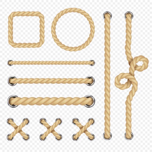 Realistic nautical ropes isolated on transparent vector image