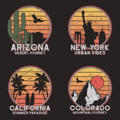 set design for american slogan t-shirt arizona vector image