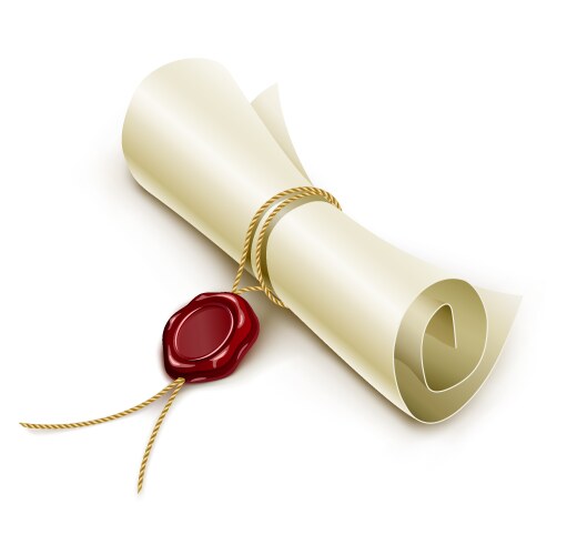 Scroll with wax seal vector image