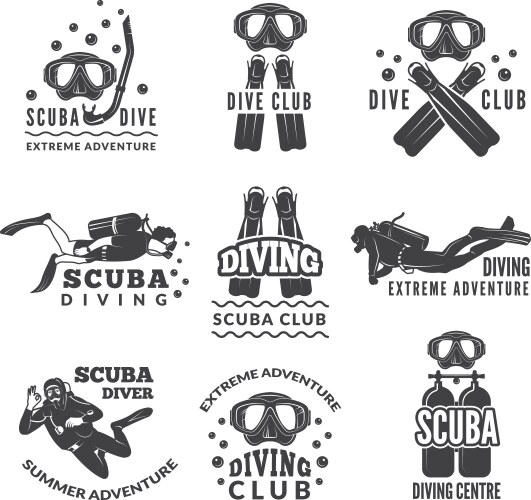 Labels or logos for diving club pictures vector image