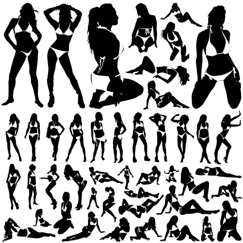 Collection of women in bikini vector image