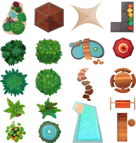 Landscape design top view set vector image