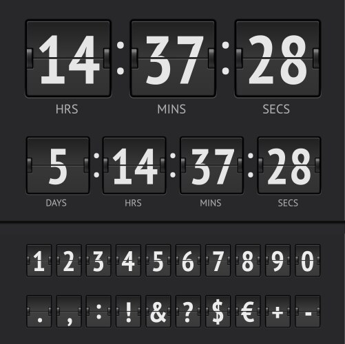 Countdown timer and scoreboard numbers vector image