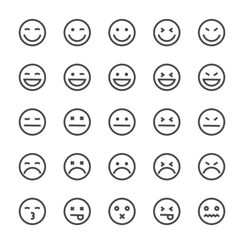 Emoticons lines icons set vector image