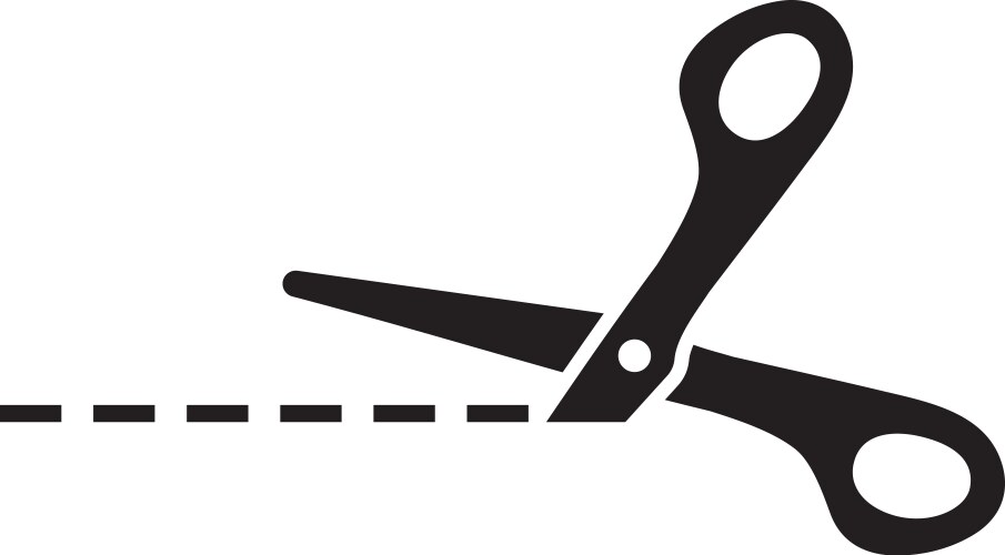 Scissors with cut lines vector image