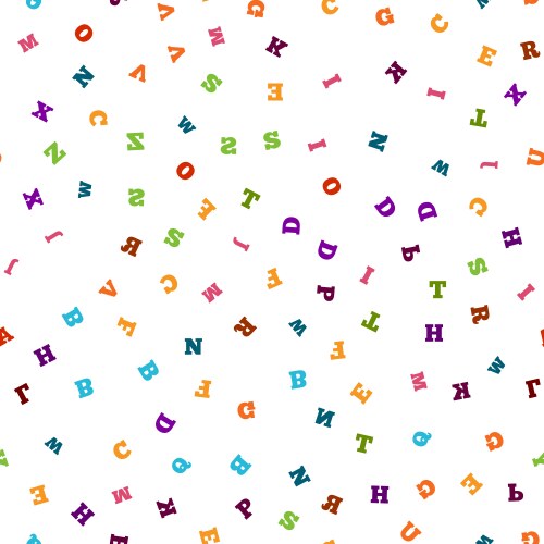 Colorful letter seamless pattern on white vector image