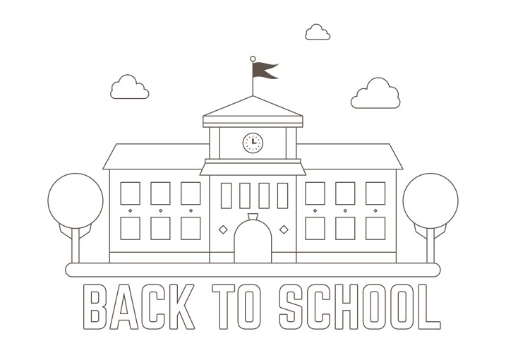 School outline stroke vector image